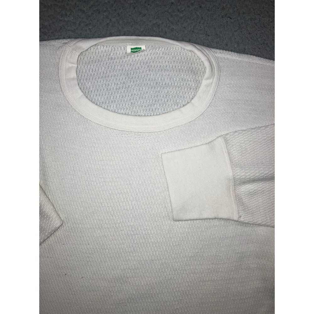 Vintage 70s 80s Hanes Green Tag Thermal Shirt XL Waffle Knit Long John Made USA